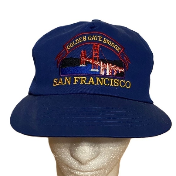 Vintage Golden Gate Bridge San Francisco Snap Back Hat Blue Embroidered Travel - Picture 1 of 10